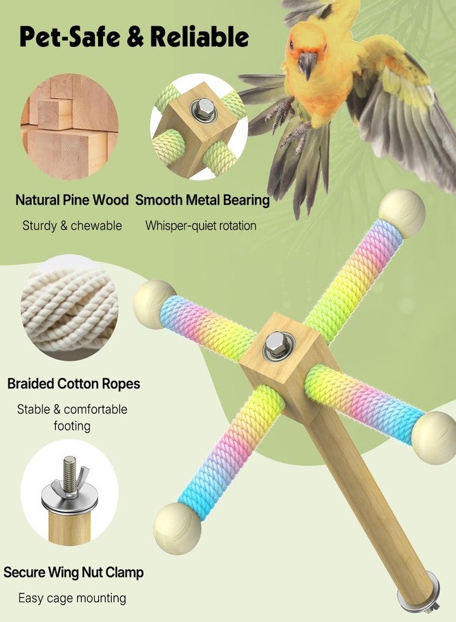 Pawfly 360° Rotating Bird Perch Toy, Interactive Spinning Bird Stand Parrot Perch, Natural Wooden Chew Toy for Small Birds, Cockatiel Toy, Parakeet Toy, Bird Toys for Parakeets, Bird Cage Accessories - Image 4